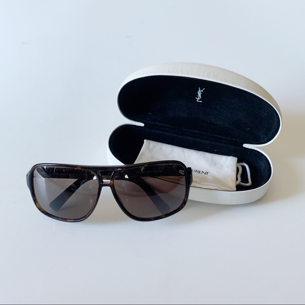 2000s Yves Saint Laurent brown tortoise sunglasses.